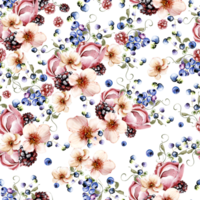 Watercolor seamless pattern of berries. Illustration png