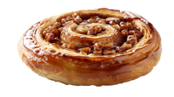 AI generated Homemade cinnamon roll isolated, a gooey delight with sweet icing. png
