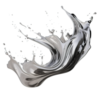 AI generated Modern abstract art with metallic silver ink, vibrant swirls, and elegant drops against a transparent backdrop, showcasing the beauty of fluid motion and glossy finish. png