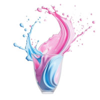 AI generated Creamy milkshake with vibrant splashes and elegant swirls isolated on clear, dairy desserts in motion. png
