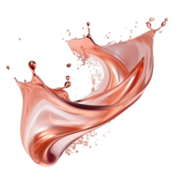 AI generated Elegant metallic pink rose gold splashes isolated on a transparent background, showcasing dynamic swirls and delicate drops for a luxurious and vibrant texture. png