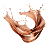 AI generated Elegant metallic copper splashes isolated on a transparent background, capturing the dynamic motion and shiny texture of liquid metal in artistic swirls and drops. png