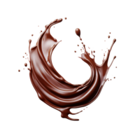 AI generated Chocolate splashes and swirls, clear isolated elegance on transparency background png