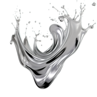 AI generated Modern abstract art with metallic silver ink, vibrant swirls, and elegant drops against a transparent backdrop, showcasing the beauty of fluid motion and glossy finish. png