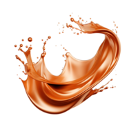 AI generated Elegant metallic copper splashes isolated on a transparent background, capturing the dynamic motion and shiny texture of liquid metal in artistic swirls and drops. png