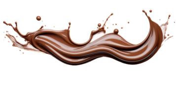 AI generated Chocolate splashes and swirls, clear isolated elegance on transparency background png