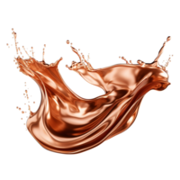 AI generated Elegant metallic copper splashes isolated on a transparent background, capturing the dynamic motion and shiny texture of liquid metal in artistic swirls and drops. png