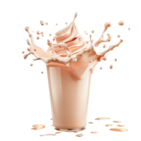 AI generated Creamy milkshake with vibrant splashes and elegant swirls isolated on clear, dairy desserts in motion. png