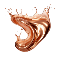 AI generated Elegant metallic copper splashes isolated on a transparent background, capturing the dynamic motion and shiny texture of liquid metal in artistic swirls and drops. png