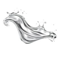 AI generated Modern abstract art with metallic silver ink, vibrant swirls, and elegant drops against a transparent backdrop, showcasing the beauty of fluid motion and glossy finish. png