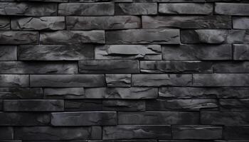 AI generated Black brick texture background. Modern black stone tile wall pattern and background. AI Generated photo