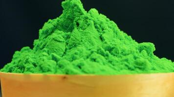 Green Color Powder For Holi Festival photo