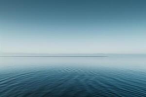 AI generated Tranquil ocean horizon at dawn photo