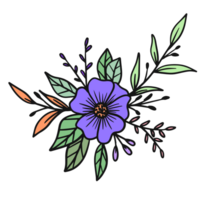 decorativo floral arreglo ilustración flor y hojas ramo de flores png