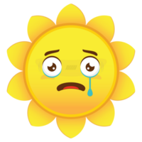 sun crying and scared face cartoon cute png