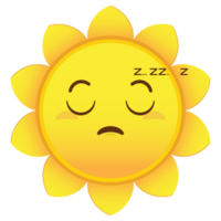 Soleil sommeil visage dessin animé mignonne png