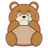 Urso chorando face desenho animado fofa png