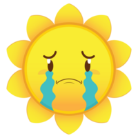 sun crying and scared face cartoon cute png