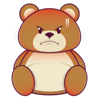 Urso Bravo face desenho animado fofa png