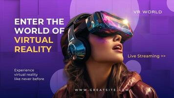 Purple Modern World of Virtual Reality Youtube Banner template