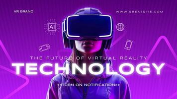 Purple Modern Virtual Reality Technology Youtube Banner template