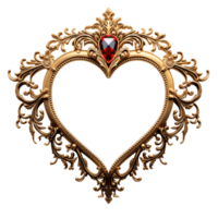 AI generated luxury frame heart shape png