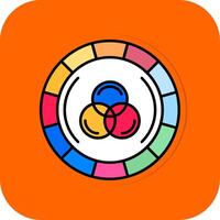 Color wheel Filled Orange background Icon vector