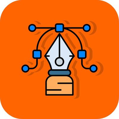 Pen tool Filled Orange background Icon