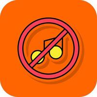 No music Filled Orange background Icon vector