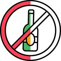 No alcohol lleno medio cortar icono vector