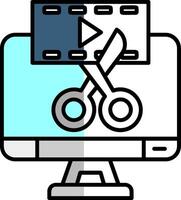 vídeo editor lleno medio cortar icono vector