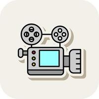 Video camera Line Filled White Shadow Icon vector