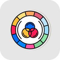 Color wheel Line Filled White Shadow Icon vector