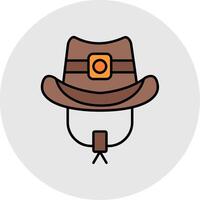 vaquero sombrero línea lleno ligero circulo icono vector