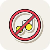 No music Line Filled White Shadow Icon vector