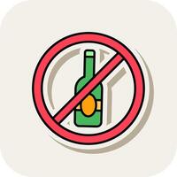 No alcohol Line Filled White Shadow Icon vector