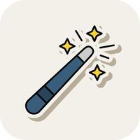 Magic wand Line Filled White Shadow Icon vector