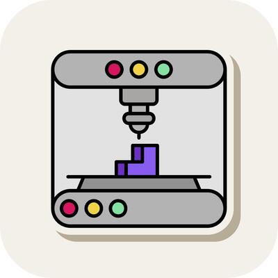 3d modeling Line Filled White Shadow Icon