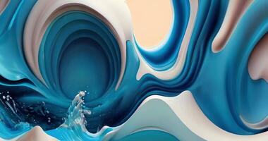 AI generated dynamic colorful abstract showcasing waves of fluid-like fabric in warm tones of blue, and white creating an organic and flowing aesthetic. abstract background fluid and flower forms video