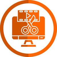 Video editor Glyph Orange Circle Icon vector