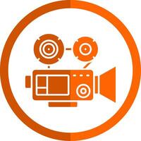 vídeo cámara glifo naranja circulo icono vector