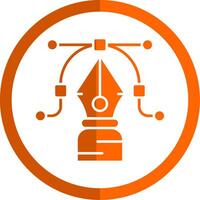 Pen tool Glyph Orange Circle Icon vector