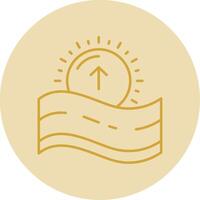 Sunrise Line Yellow Circle Icon vector