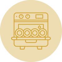 Dishwasher Line Yellow Circle Icon vector