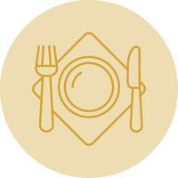 Cutlery Line Yellow Circle Icon vector