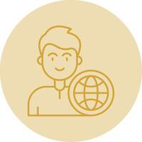 Global Line Yellow Circle Icon vector