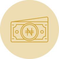 Naira Line Yellow Circle Icon vector