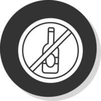 No alcohol glifo gris circulo icono vector