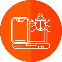 Bug Line Red Circle Icon vector