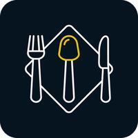 Cutlery Line Yellow White Icon vector